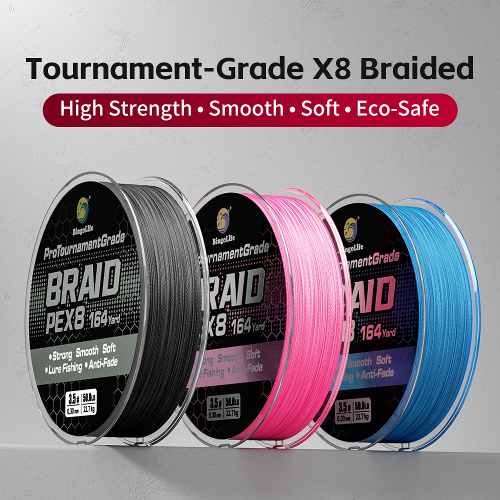 Bingolife Pro Tournament Grade Anti-Fade PEX8 Braid Line Black 164 YDS