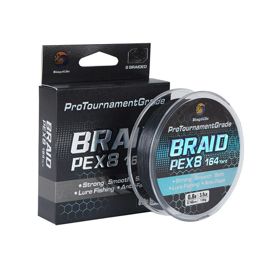 Bingolife Pro Tournament Grade Anti-Fade PEX8 Braid Line Black 164 YDS